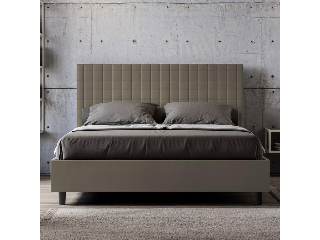 Lit coffre double capitonné 160x200 Sunny cappuccino simili cuir