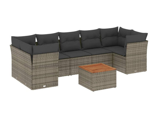 Salon de jardin 8 pcs avec coussins gris résine tressée TIIG88136