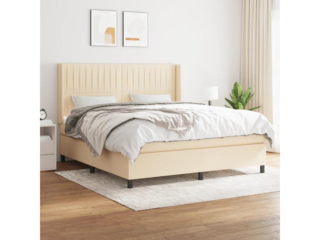 Lit à sommier tapissier avec matelas Crème 180x200 cm Tissu