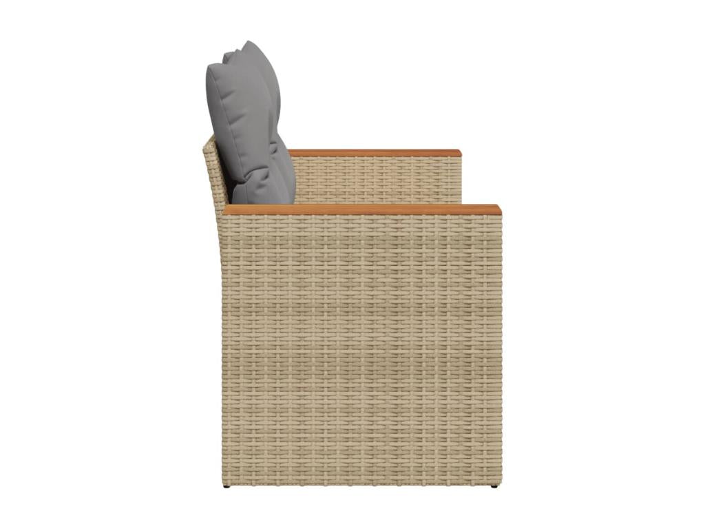 Canapé de jardin avec coussins 2 places beige résine tressée