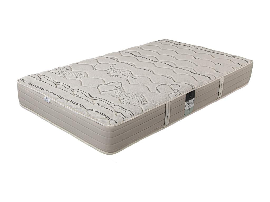 Ensemble Matelas 90x190 cm OrganicCotton 24 cm sommier beige oreiller couette TDL XGEV07523