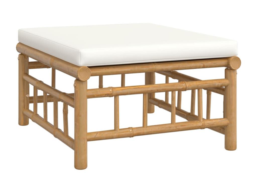 Salon de jardin 6 pcs avec coussins blanc crème Meublori