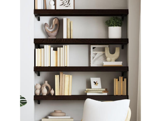 Étagère murale marron foncé bois chêne massif traité