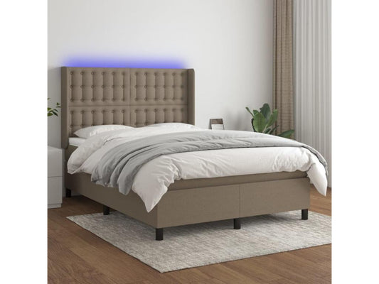 Sommier tapissier avec matelas et LED Meublori 140x190 cm Tissu
