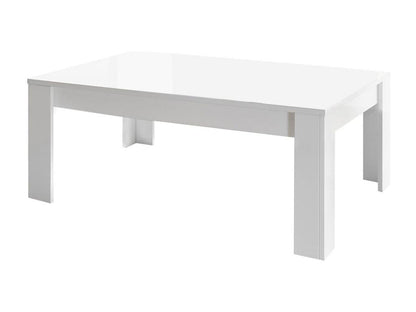 Meublori - Ensemble Salon Table basse Meuble TV Etagère Blanc Finition Mat