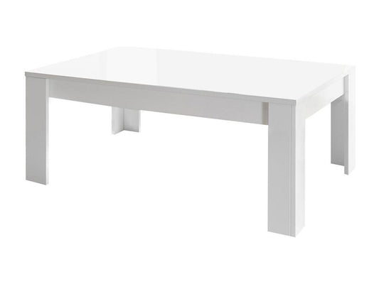 Meublori - Ensemble Salon Table basse Meuble TV Etagère Blanc Finition Mat