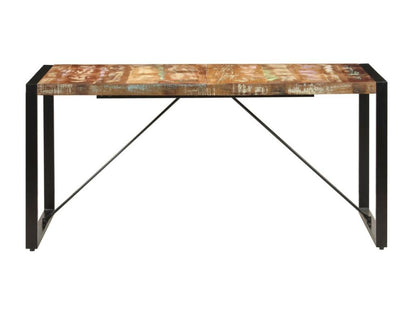 Table à manger bois reconditionné et pieds acier noir Unik 140cm