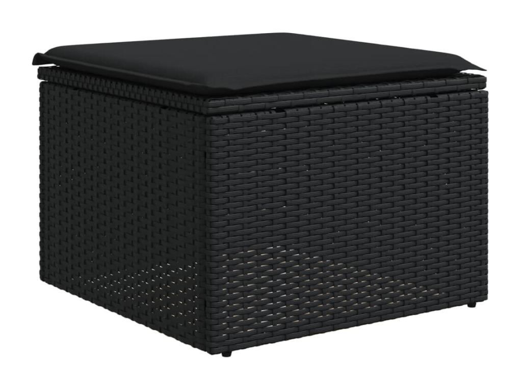 Salon de jardin 11 pcs avec coussins noir résine tressée