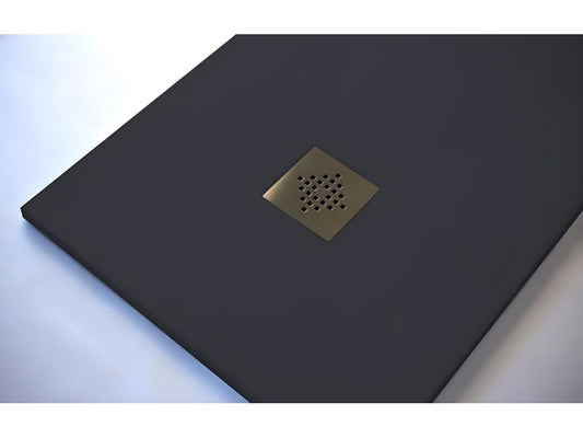 Receveur de douche 90x130 cm extra plat PURE en résine surface ardoisée anthracite Grille anthracite