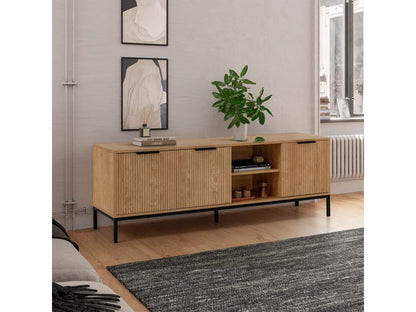 Meuble TV Meublori 3 portes couleur Bois