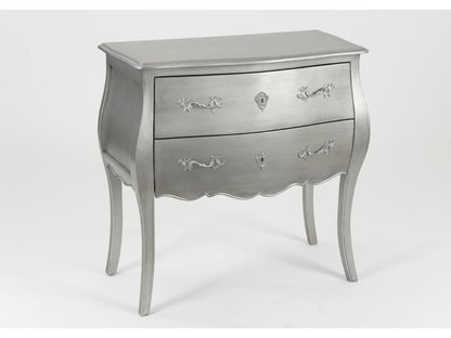 Commode argentée 2 tiroirs Meublori