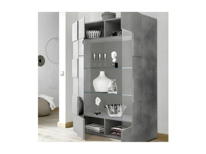 Vitrine 2 portes Béton ciré clair - Meublori