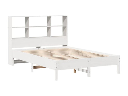 Lit bibliothèque sans matelas blanc 160x200 cm bois pin massif UBAN78179