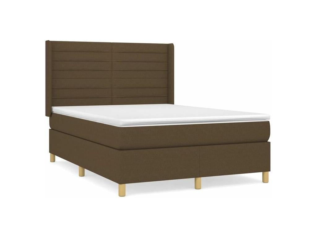 Sommier à Meublori de lit avec matelas Marron foncé 140x200