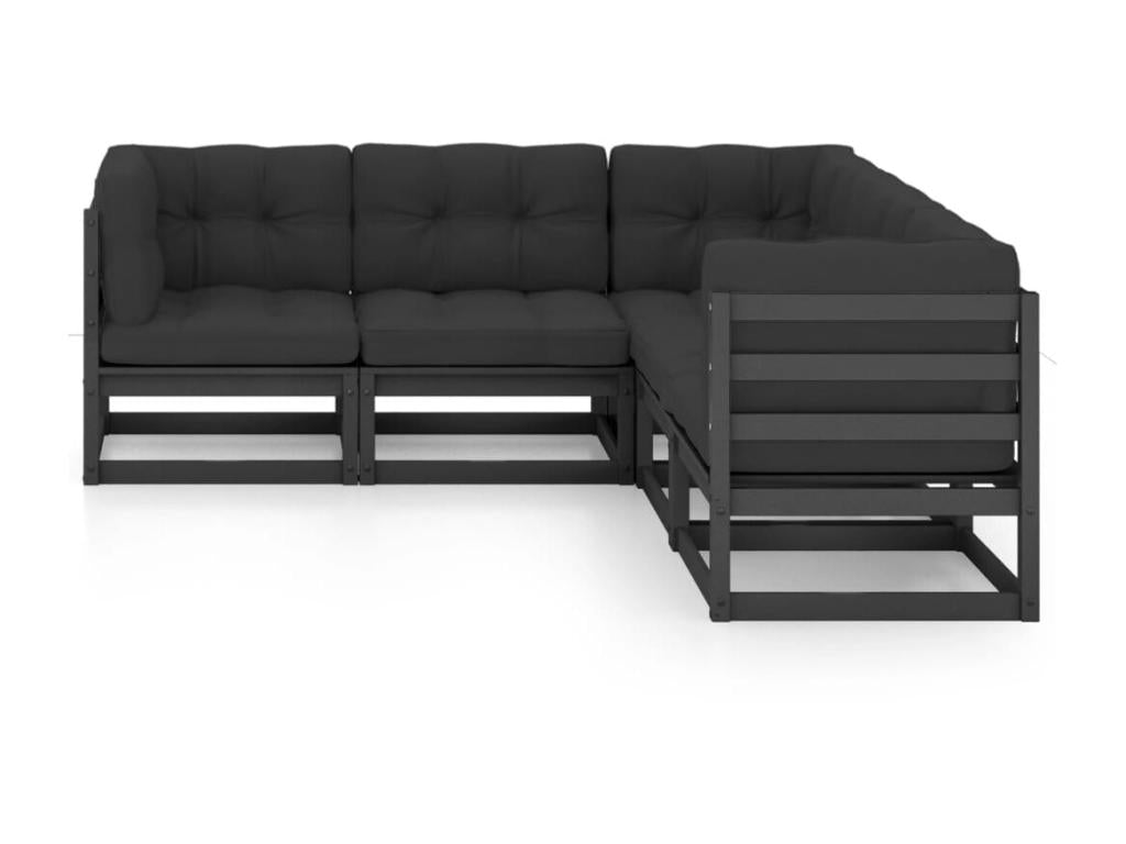 Salon de jardin 5 pcs avec coussins Bois de pin massif 22