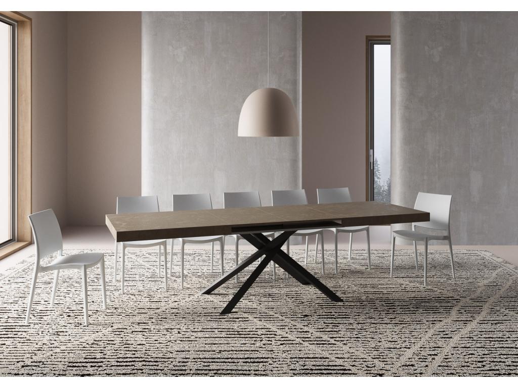 Table extensible 90x200/460cm Karida Meublori pieds anthracite