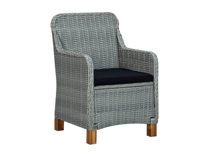 Salon de jardin 3 pièces avec coussins Résine tressée Gris clair