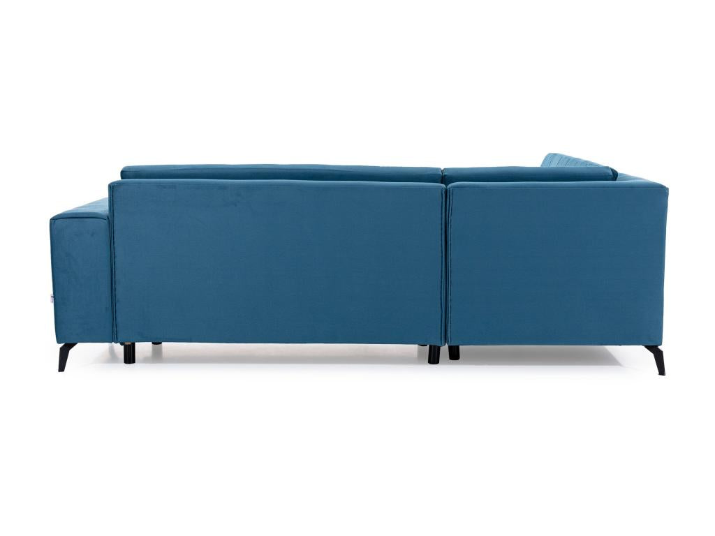 Canapé convertible capitonné angle gauche simili cuir noir Meublori 260cm