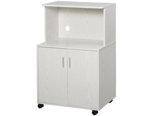 Chariot Meublori micro-ondes placard 2 portes - dim- 60.4L x 40.3l x 97H cm - blanc