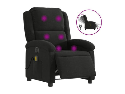 Fauteuil massant inclinable électrique Noir Tissu