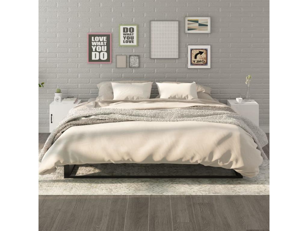 Tables de chevet 2 pcs Blanc brillant Bois d'ingénierie