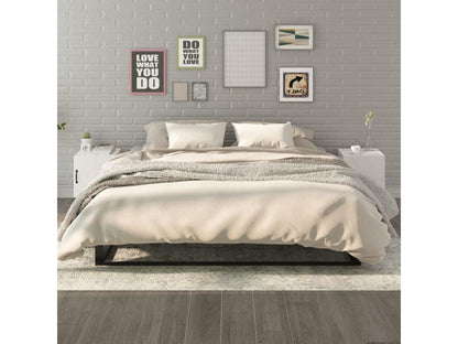 Tables de chevet 2 pcs Blanc brillant Bois d'ingénierie