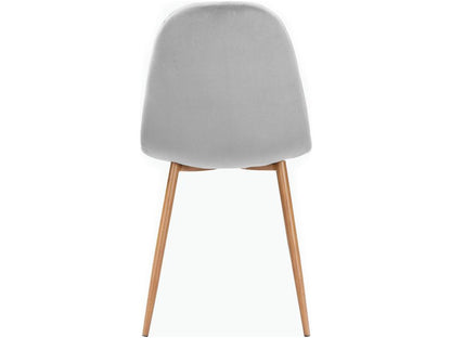 Meublori - Lot de 2 chaises de salle à manger en velours gris et pieds chêne
