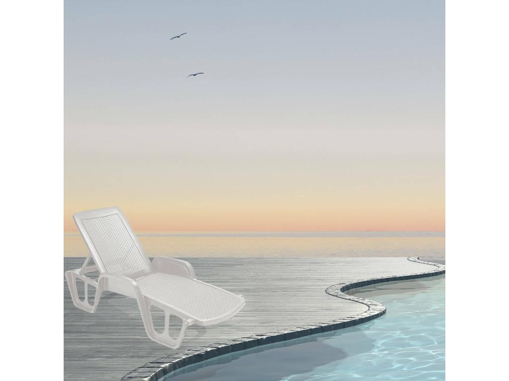 Chaise longue Laviecasa Chaise longue de jardin réglable avec accoudoirs Chaise longue d'extérieur Made in Italy 192x71h100 cm Blanc FEKS64190