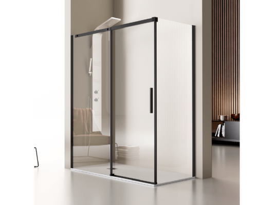 Paroi de douche fixe Porte coulissante Meublori profil noir mat 110 cm Sans paroi latérale