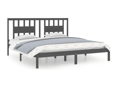 Cadre de lit sans matelas gris bois massif 200x200 cm
