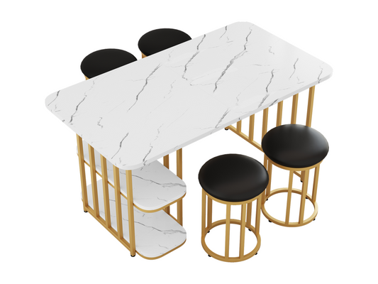 Ensemble de table à manger rétractable pliable avec table à manger 4 chaises 120 x 80 x 75cm chêne blanc
