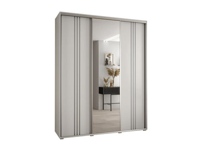 ARMOIRE Meublori 7 À PORTES COULISSANTES 235.2/190/45 3 portes Blanc/Blanc/Argent