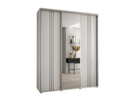 ARMOIRE Meublori 7 À PORTES COULISSANTES 235.2/190/45 3 portes Blanc/Blanc/Argent