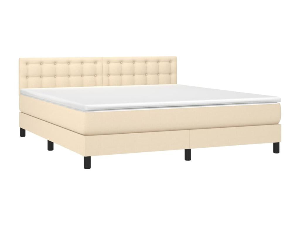 Sommier tapissier avec matelas et LED Crème 180x200 cm Tissu GTFY80548