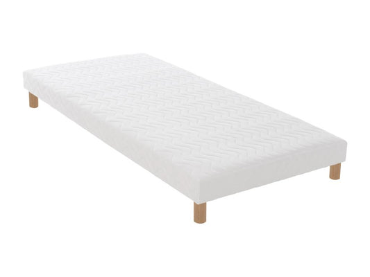 Ensemble matelas mémoire de forme et mousse HR Meublori avec sommier - confort français Dimensions - 90x190 cm Sommier - Blanc