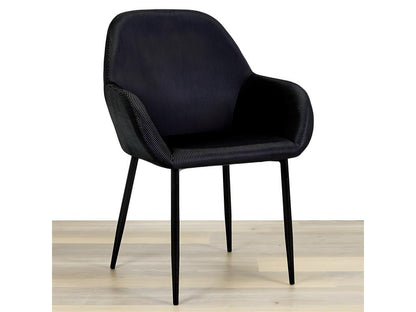 Meublori - Lot de 6 Fauteuils Velours Côtelé Noir
