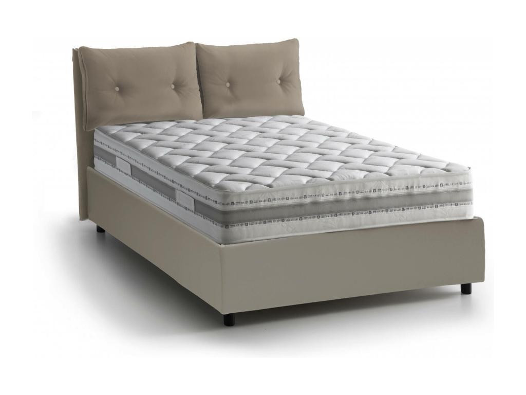 Lit double Meublori lit coffre avec revêtement en éco-cuir Made in Italy ouverture frontale adapté pour matelas 120x190 cm gris tourterelle
