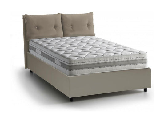 Lit double Meublori lit coffre avec revêtement en éco-cuir Made in Italy ouverture frontale adapté pour matelas 120x190 cm gris tourterelle