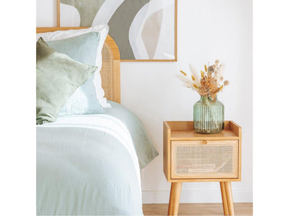 Lit adulte bois rotin Meublori tressé 160x200cm