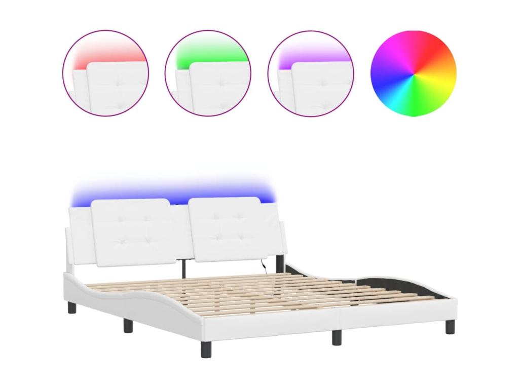 Cadre de lit avec Meublorières LED noir 180x200 cm similicuir