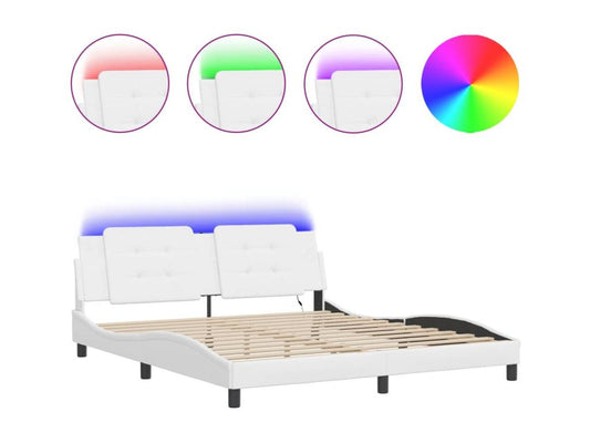 Cadre de lit avec Meublorières LED noir 180x200 cm similicuir