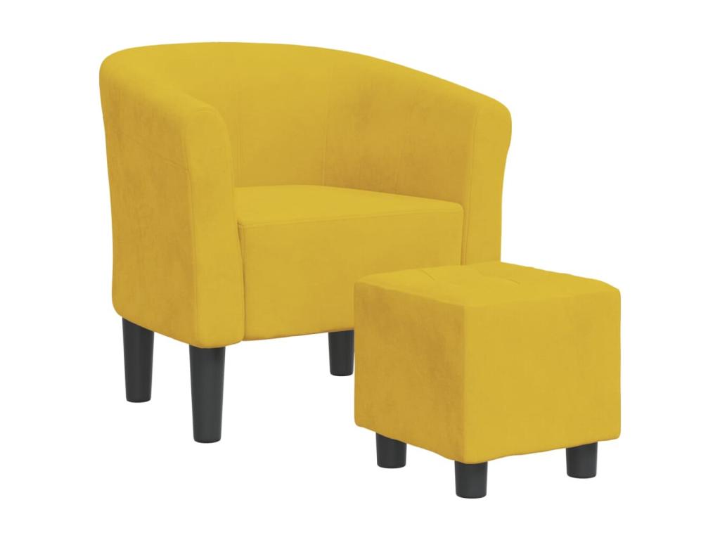 Chaise cabriolet avec repose-pied jaune velours HIUS47083