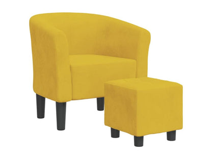Chaise cabriolet avec repose-pied jaune velours HIUS47083