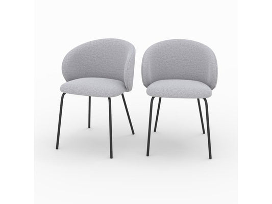 Lot de 2 chaises en tissu gris clair et pieds en métal noir - Victoria