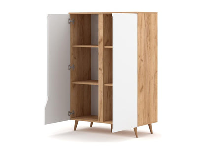 Armoire de rangement bois naturel et blanc mat Dulce 90cm