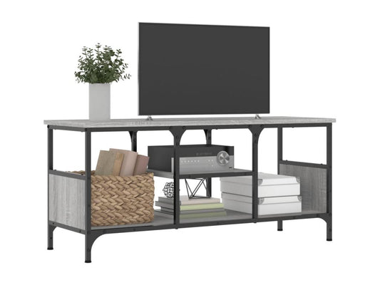 Meuble TV Meublori gris 100x35x45 cm bois d'ingénierie et fer