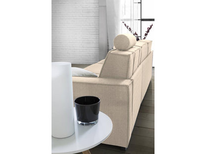 Canapé fixe Meublori Canapé d'angle Made in Italy Canapé de salon avec Péninsule conteneur droite avec accoudoirs fins Cm 260x95h90 Beige
