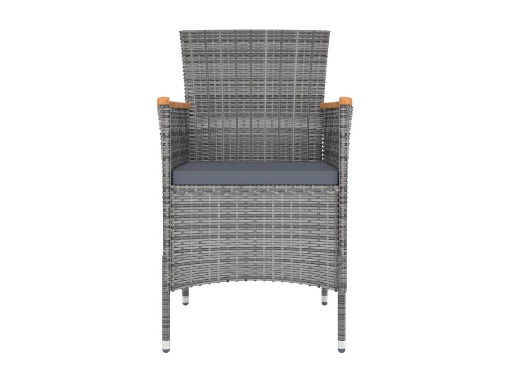 Mobilier à dîner de jardin 9 pièces et coussins Résine tressée Gris