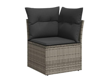 Salon de jardin 6 pcs avec coussins gris résine tressée