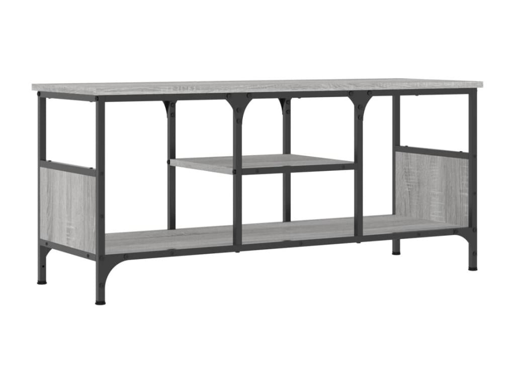 Meuble TV Meublori gris 100x35x45 cm bois d'ingénierie et fer